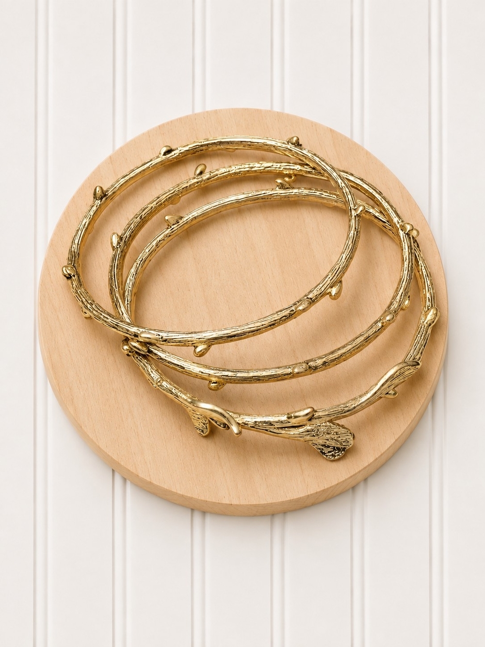 Gold Twig Bangle Bracelet Set - Elegant Nature-Inspired Women’s Jewelry
